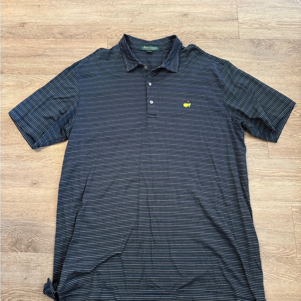 MASTERS Black Striped Polo Shirt